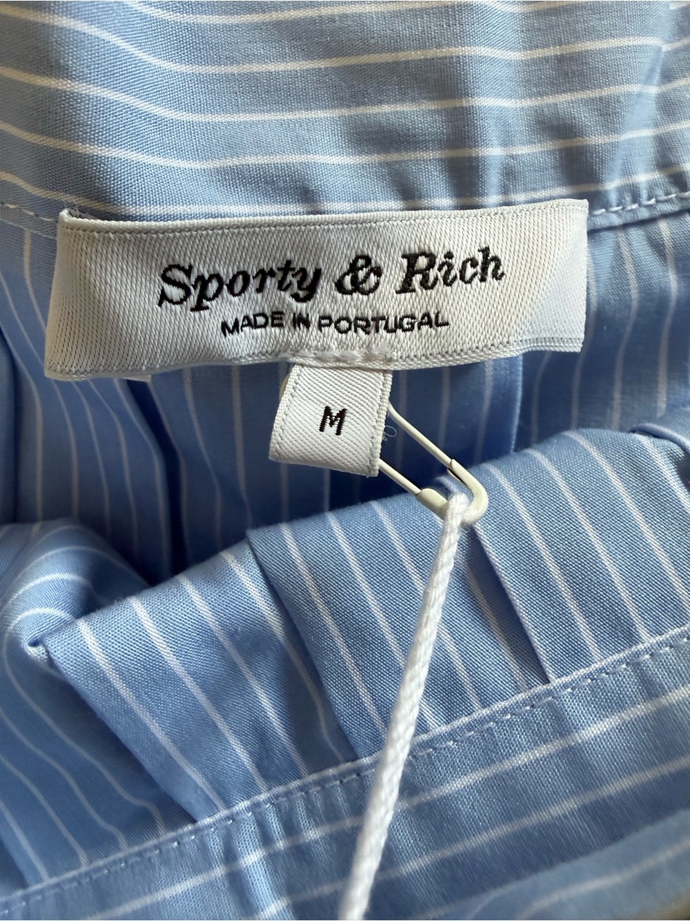 NWT Sporty & Rich Anae Pleated Mini Skirt Blue Stripe M - Picture 10 of 12